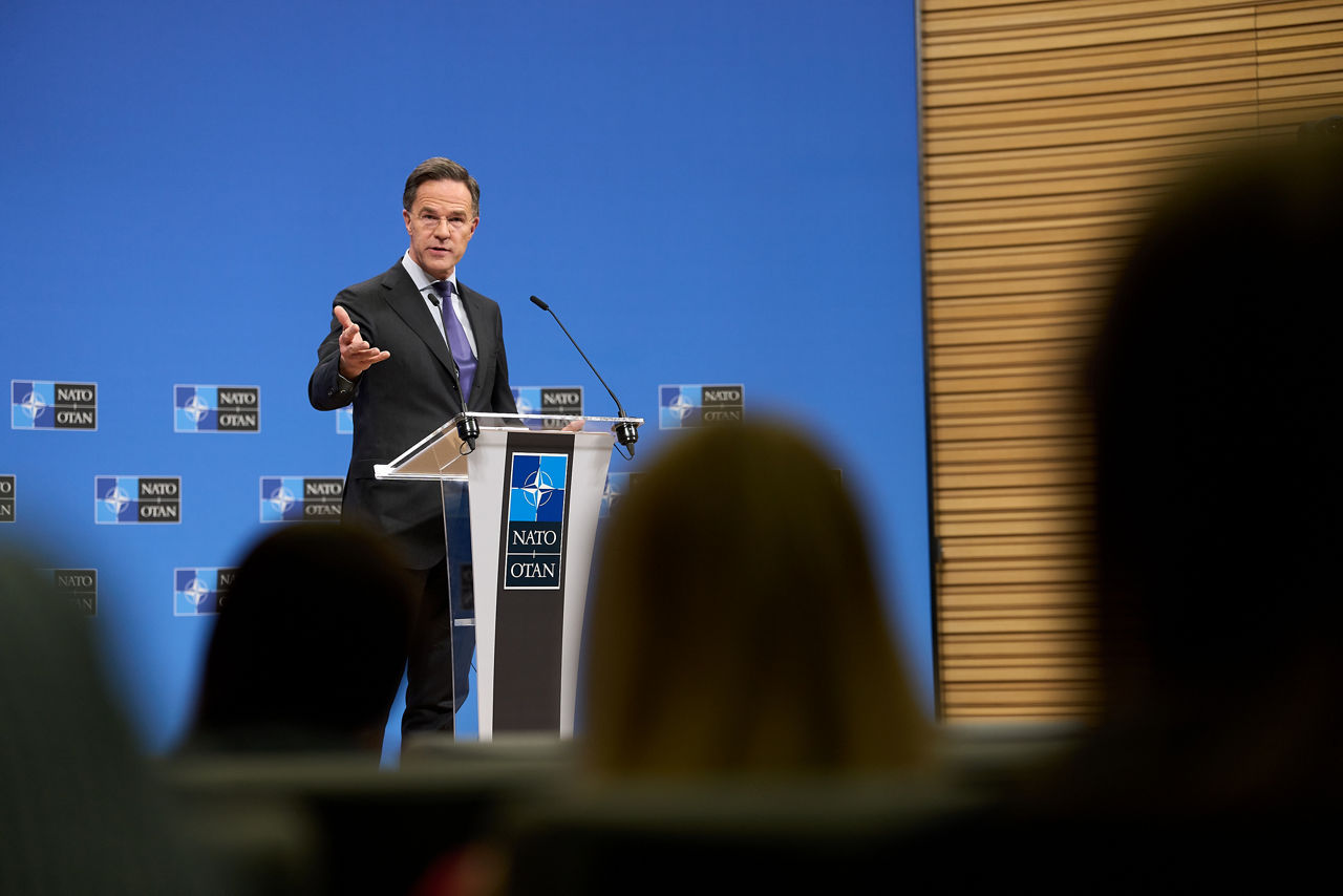 Press conference by NATO Secretary General Mark Rutte following the meeting of NATO Ministers of Defence on 12 February 2026 at NATO Headquarters in Brussels