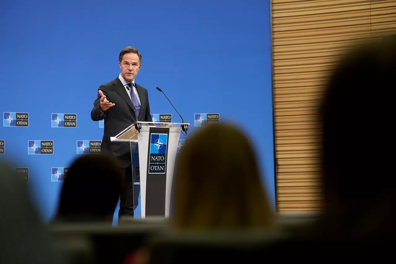 Press conference by NATO Secretary General Mark Rutte following the meeting of NATO Ministers of Defence on 12 February 2026 at NATO Headquarters in Brussels