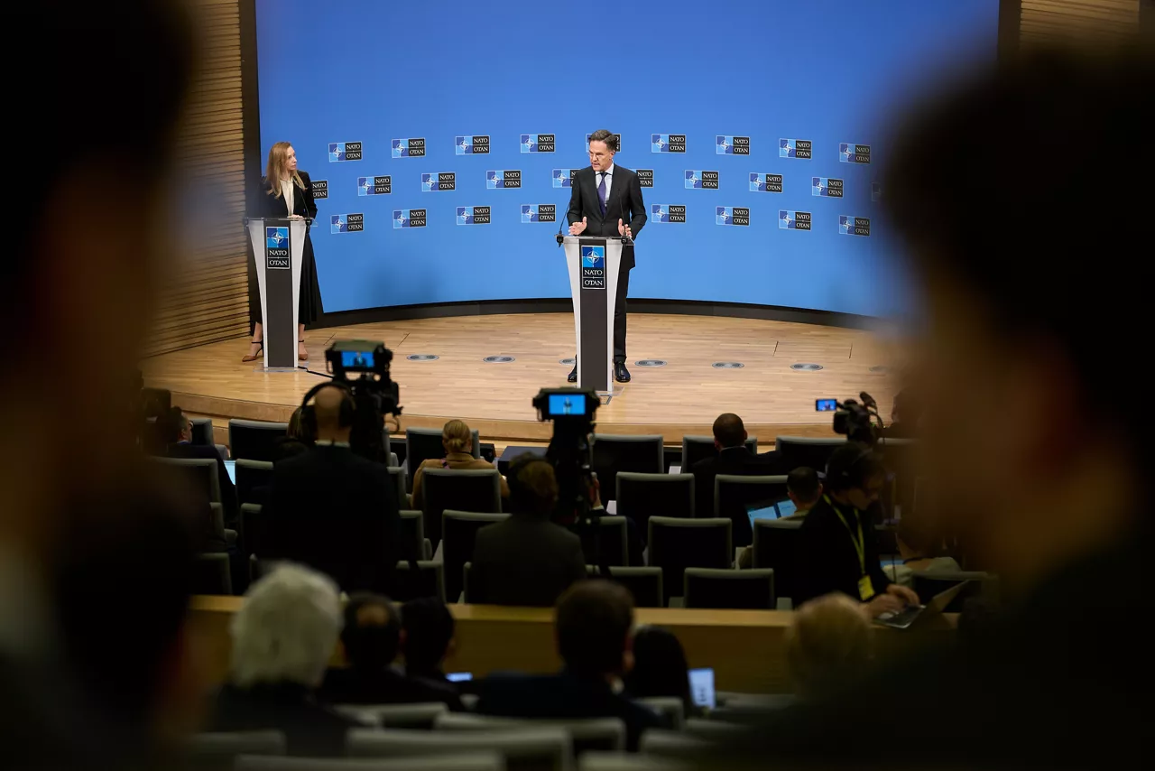 Press conference by NATO Secretary General Mark Rutte following the meeting of NATO Ministers of Defence on 12 February 2026 at NATO Headquarters in Brussels