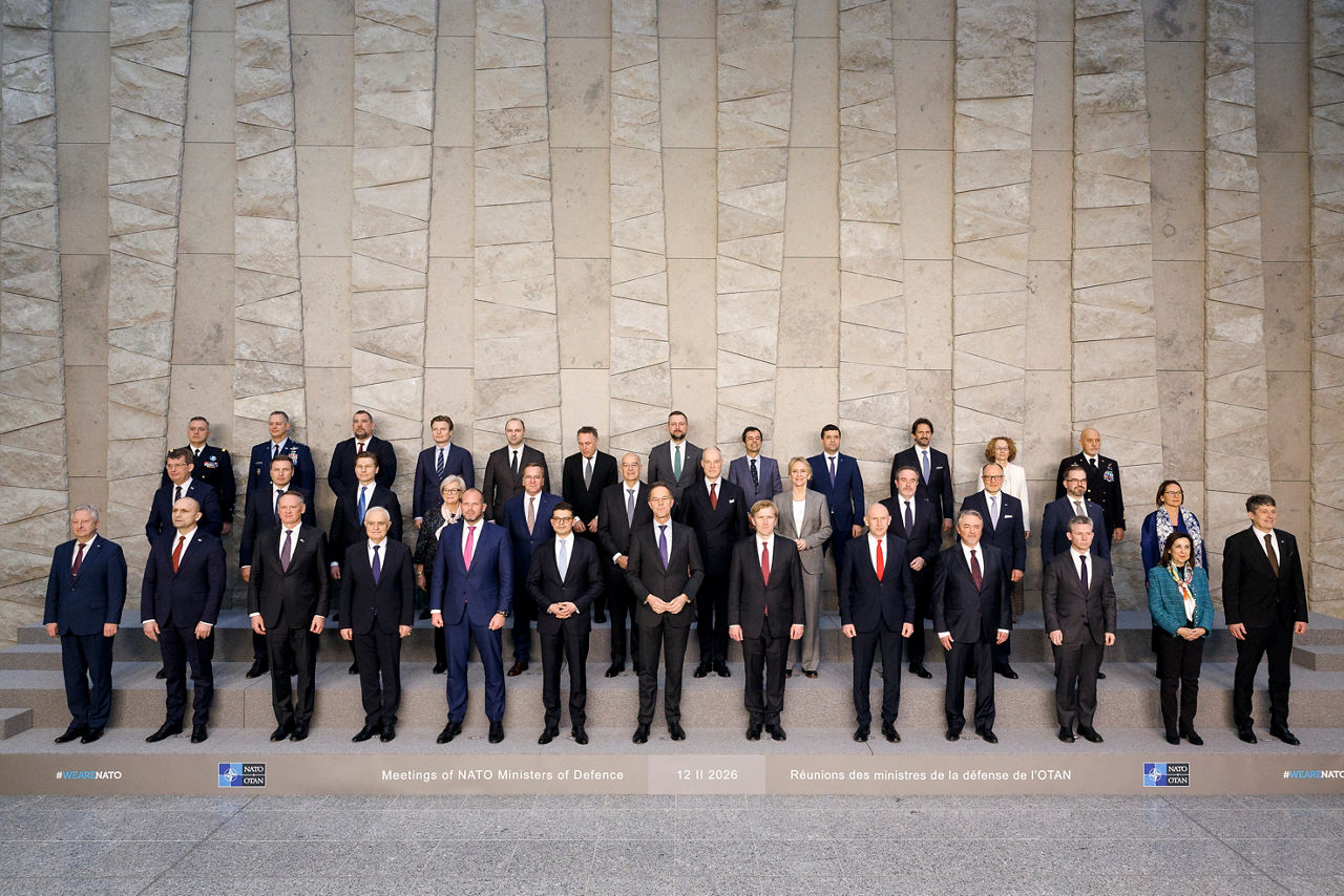 Family portrait of NATO Secretary General and NATO Defence Ministers