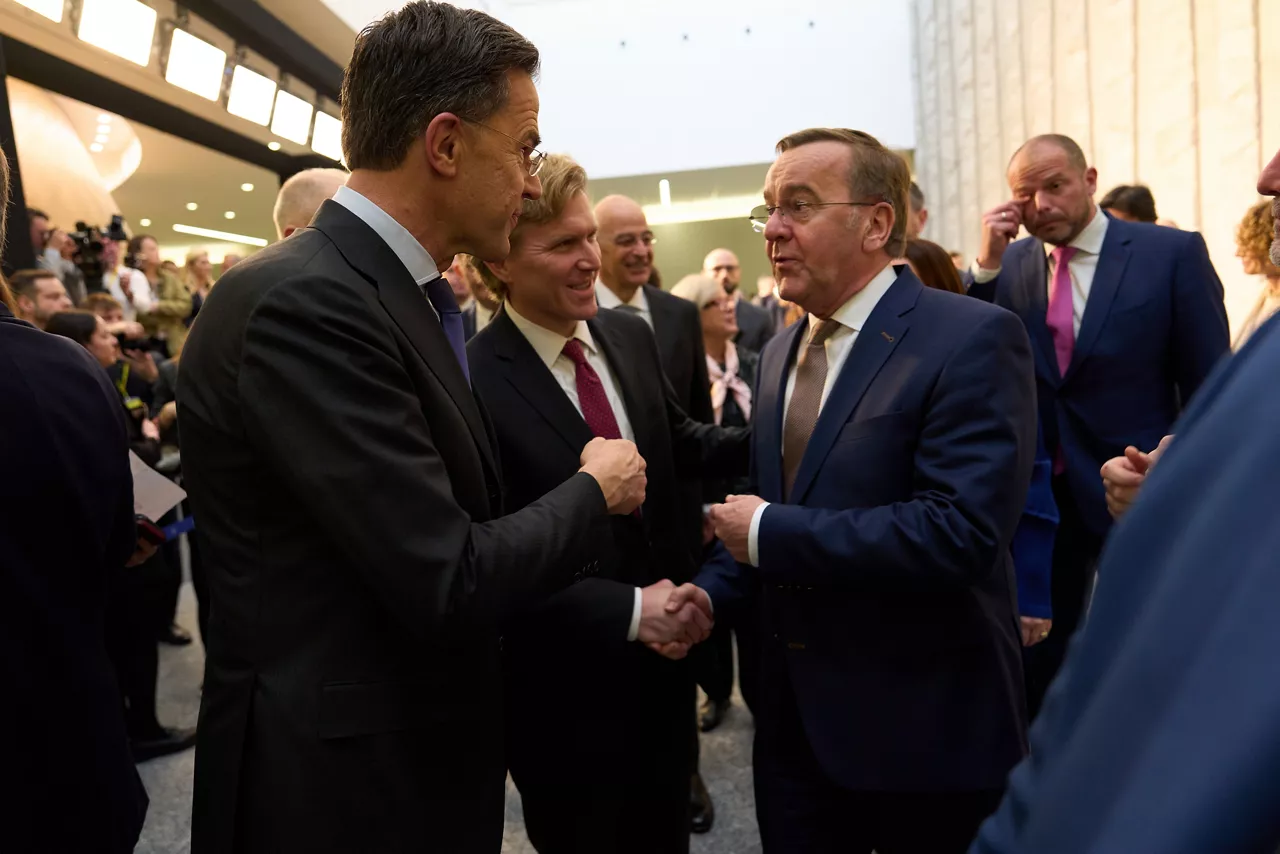 NATO Secretary General Mark Rutte, Elbridge Colby, US Under Secretary of War for Policy and Boris Pistorius, Minister of Defence of Germany