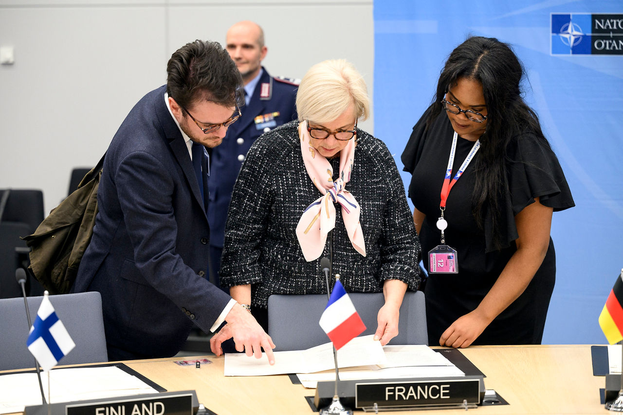 Centre: Catherine Vautrin (Minister of the Armed Forces, France)