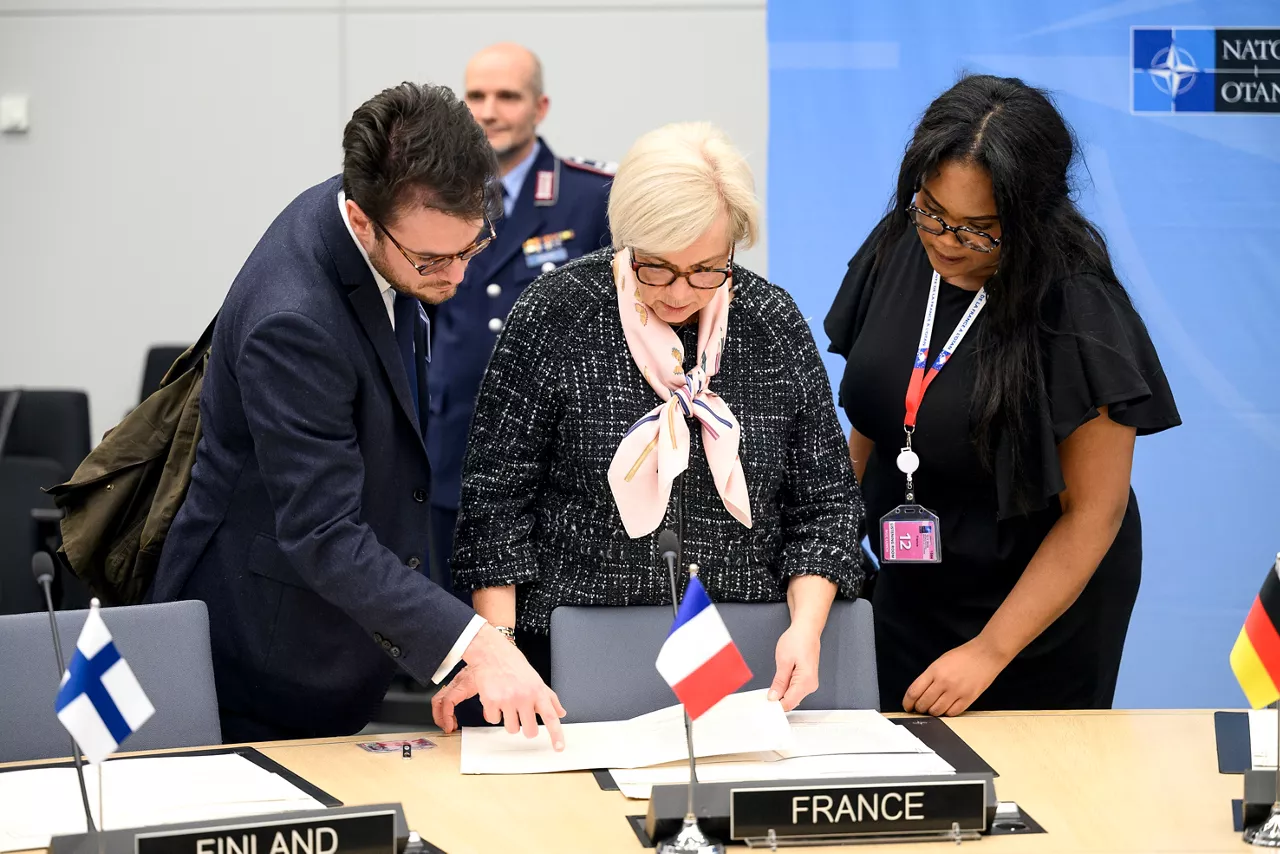 Centre: Catherine Vautrin (Minister of the Armed Forces, France)