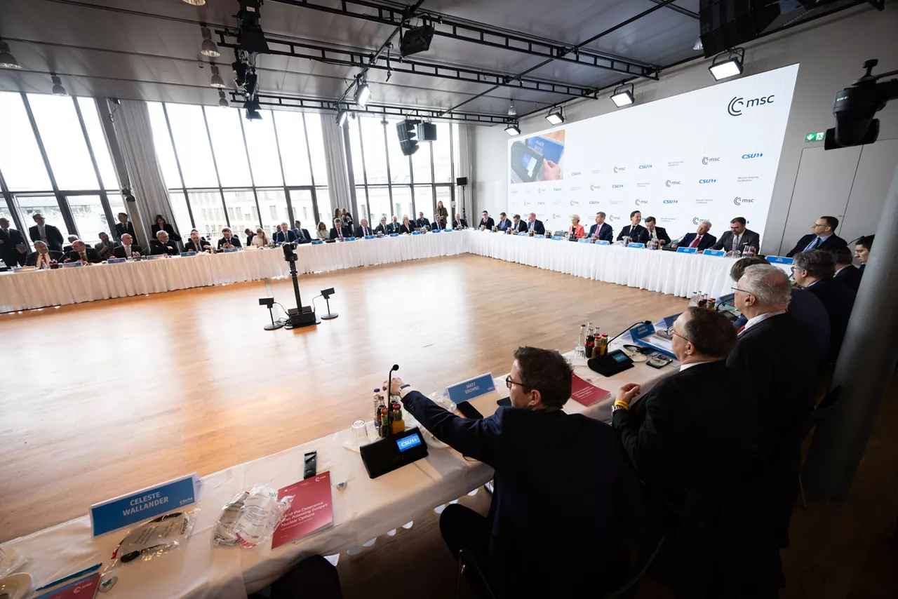 [from left to right] Ursula von der Leyen, President of the European Commission, Markus Söder, Minister-President of Bavaria, NATO Secretary General Mark Ruttee, Ulf Kristersson, Prime Minister of Sweden and Roger Wicker, US Senator, Chairman of the Senate Committee on Armed Services