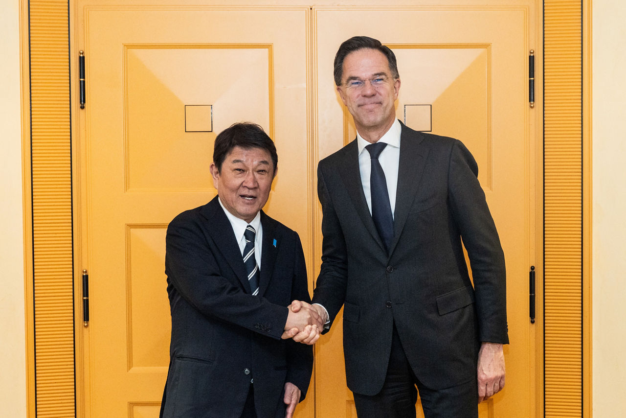 NATO Secretary General Mark Rutte meets with Toshimitsu Motegi, Minister of Foreign Affairs of Japan