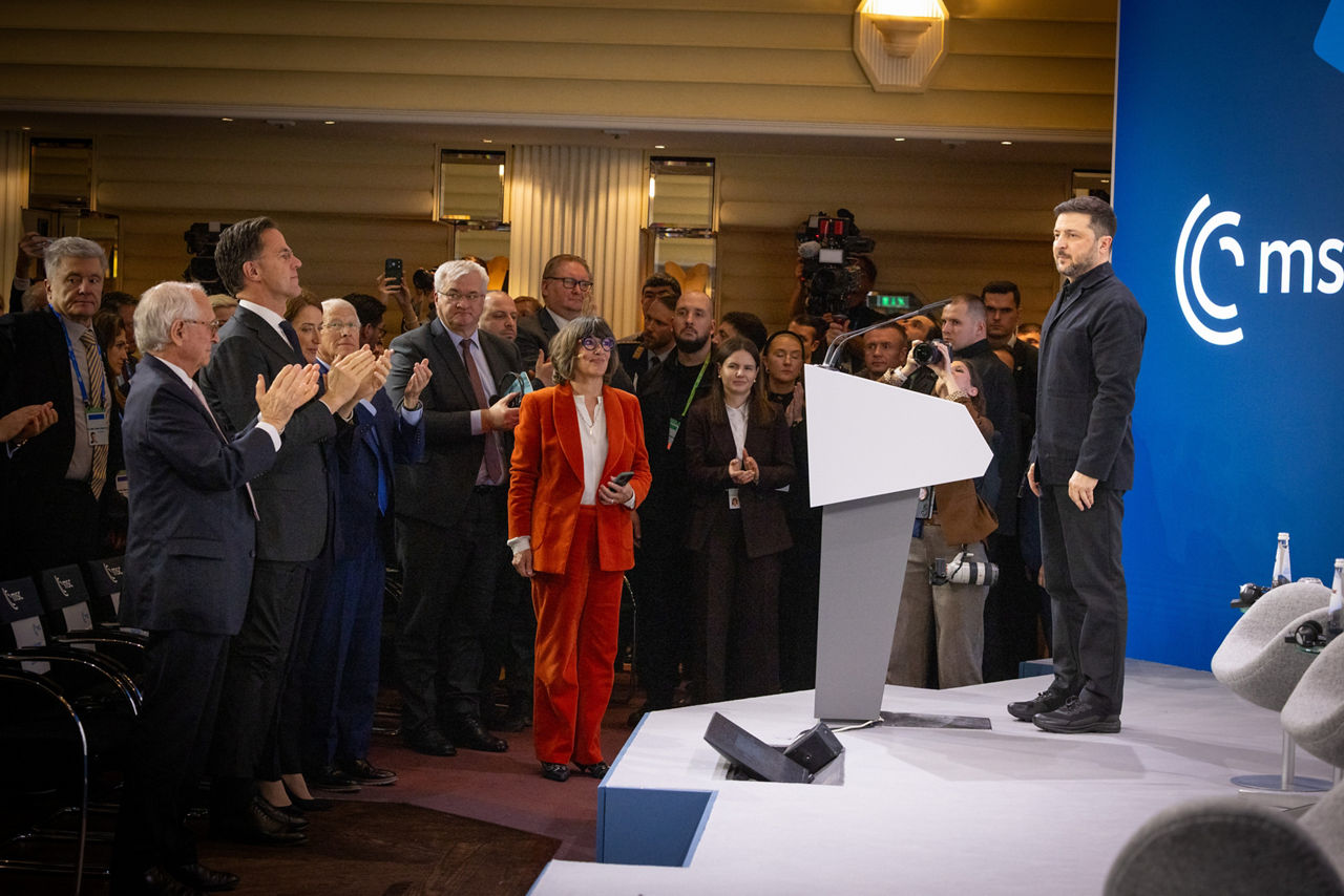 NATO Secretary General Mark Rutte participates in panel: “Coalition of the Able? Securing Long-Term Support for Ukraine” at the Munich Security Conference. Opening remarks by Volodymyr Zelenskyy, President of Ukraine.