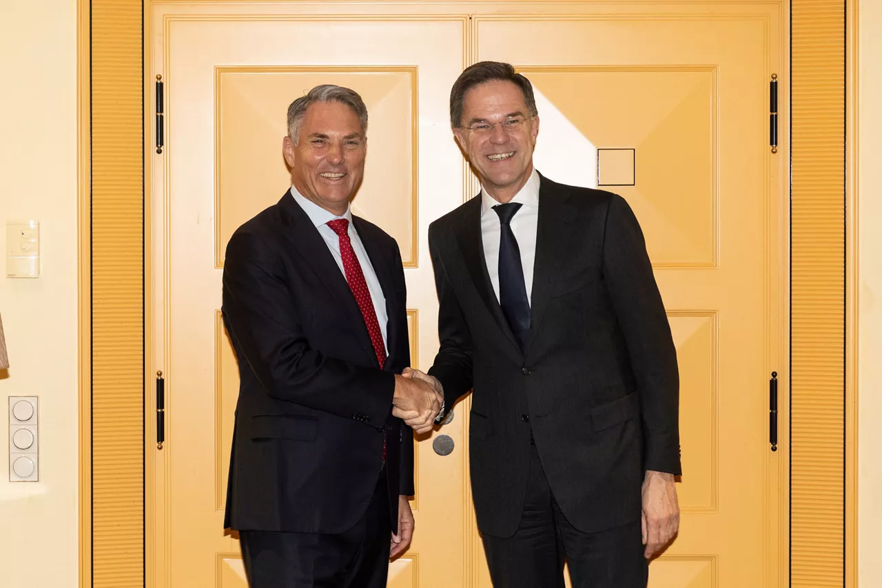 NATO Secretary General Mark Rutte meets with Richard Marles, Deputy Prime Minister and Minister of Defence of Australia, at the Munich Security Conference
