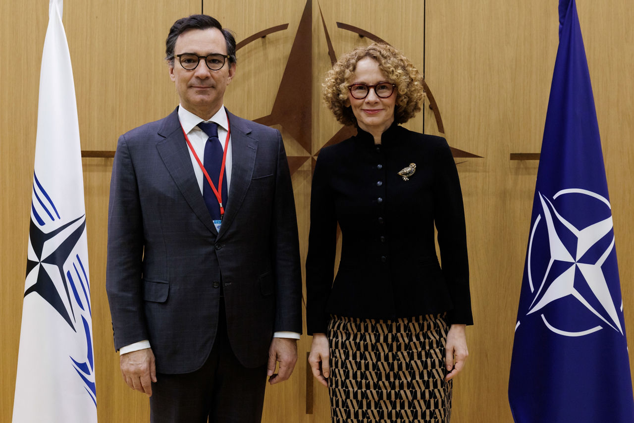 NATO Deputy Secretary General Radmila Shekerinska meets with Marcos Perestrello, President of the NATO Parliamentary Assembly at NATO Headquarters in Brussels, Belgium
