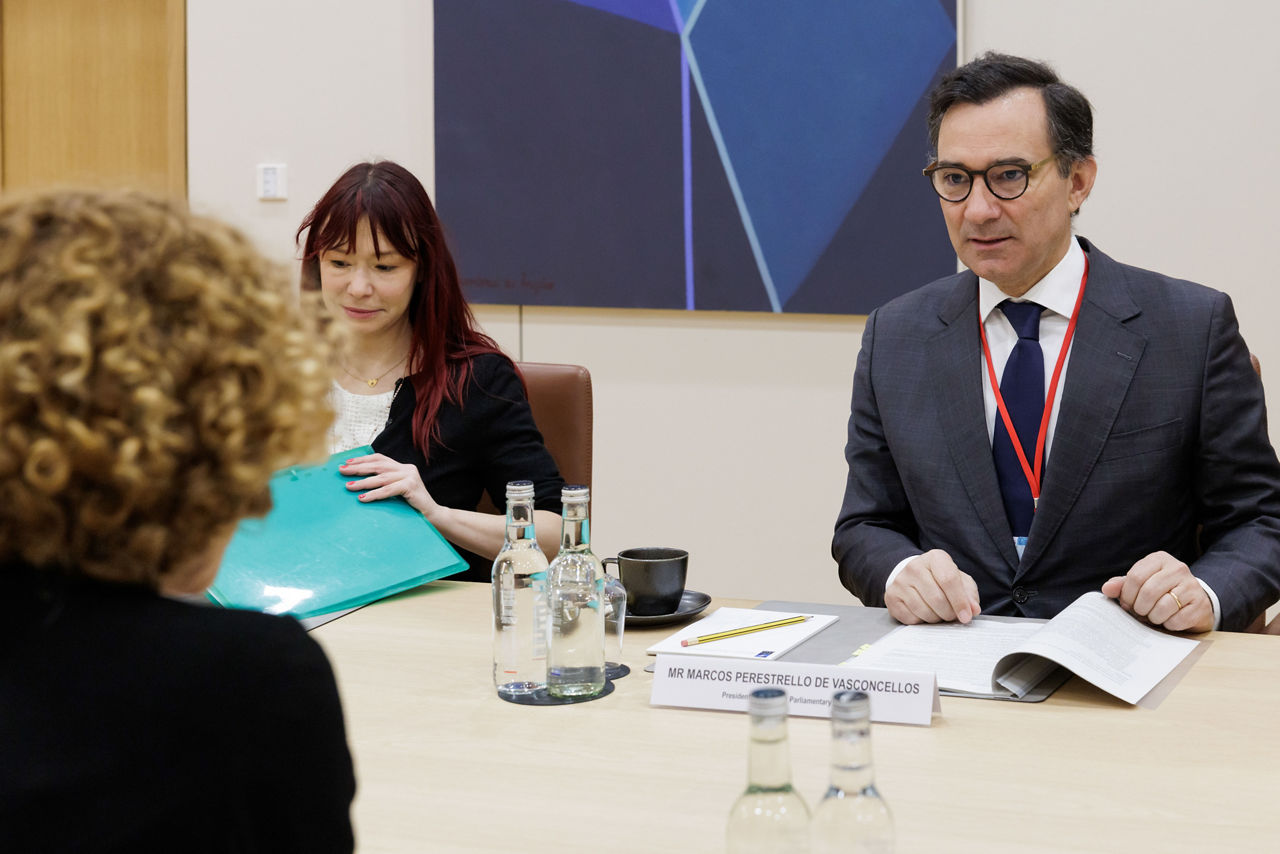 NATO Deputy Secretary General Radmila Shekerinska meets with Marcos Perestrello, President of the NATO Parliamentary Assembly at NATO Headquarters in Brussels, Belgium