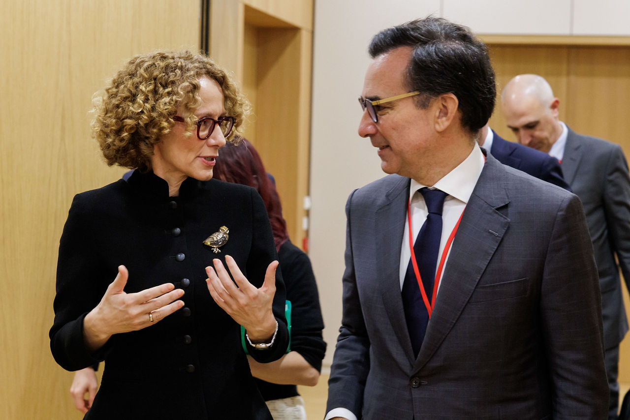 NATO Deputy Secretary General Radmila Shekerinska meets with Marcos Perestrello, President of the NATO Parliamentary Assembly at NATO Headquarters in Brussels, Belgium