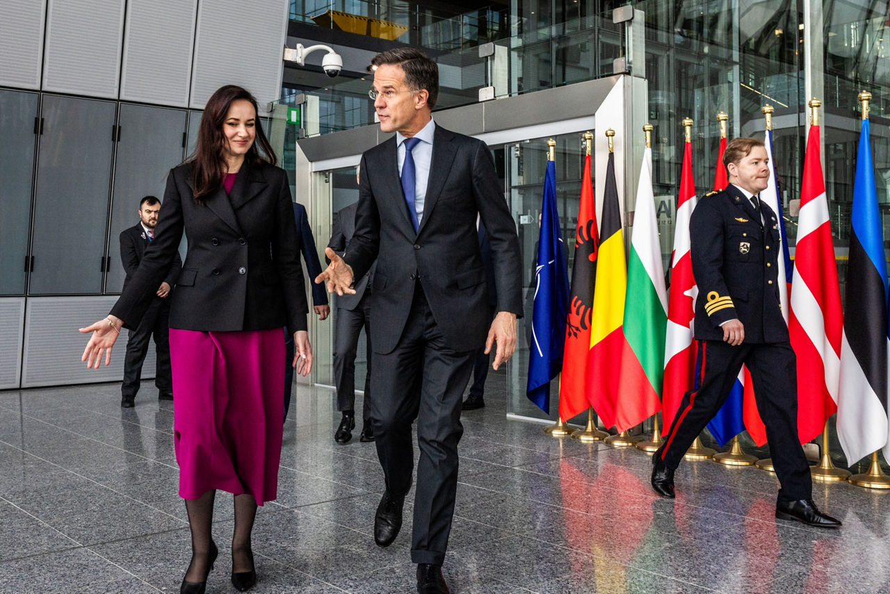 NATO Secretary General Mark Rutte with the Prime Minister of Lithuania, Inga Ruginienė