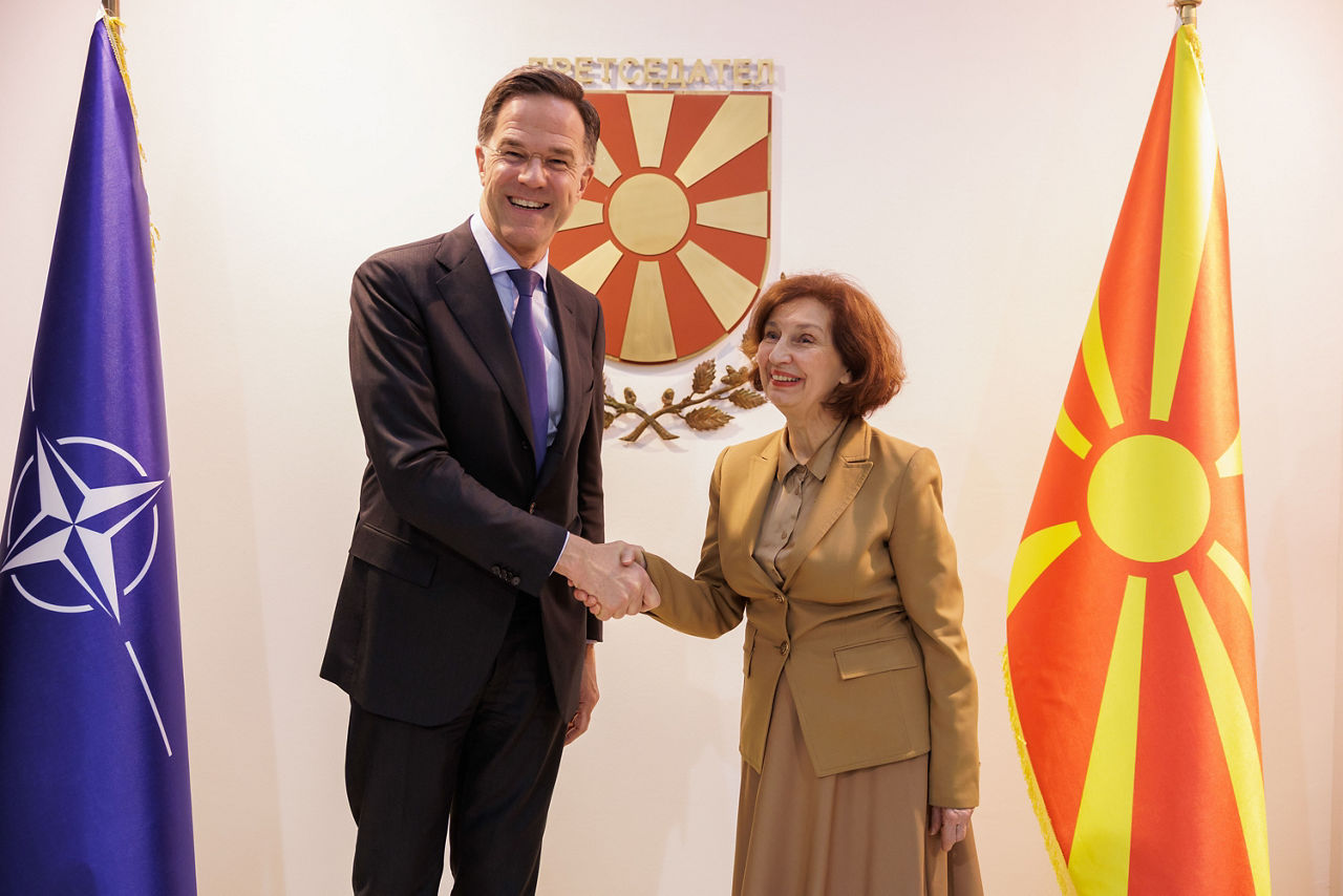 NATO Secretary General Mark Rutte meets with Gordana Siljanovska Davkova, President of North Macedonia
