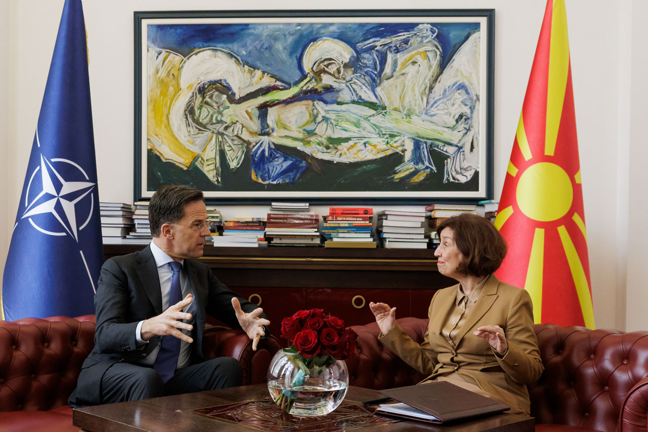 NATO Secretary General Mark Rutte meets with Gordana Siljanovska Davkova, President of North Macedonia
