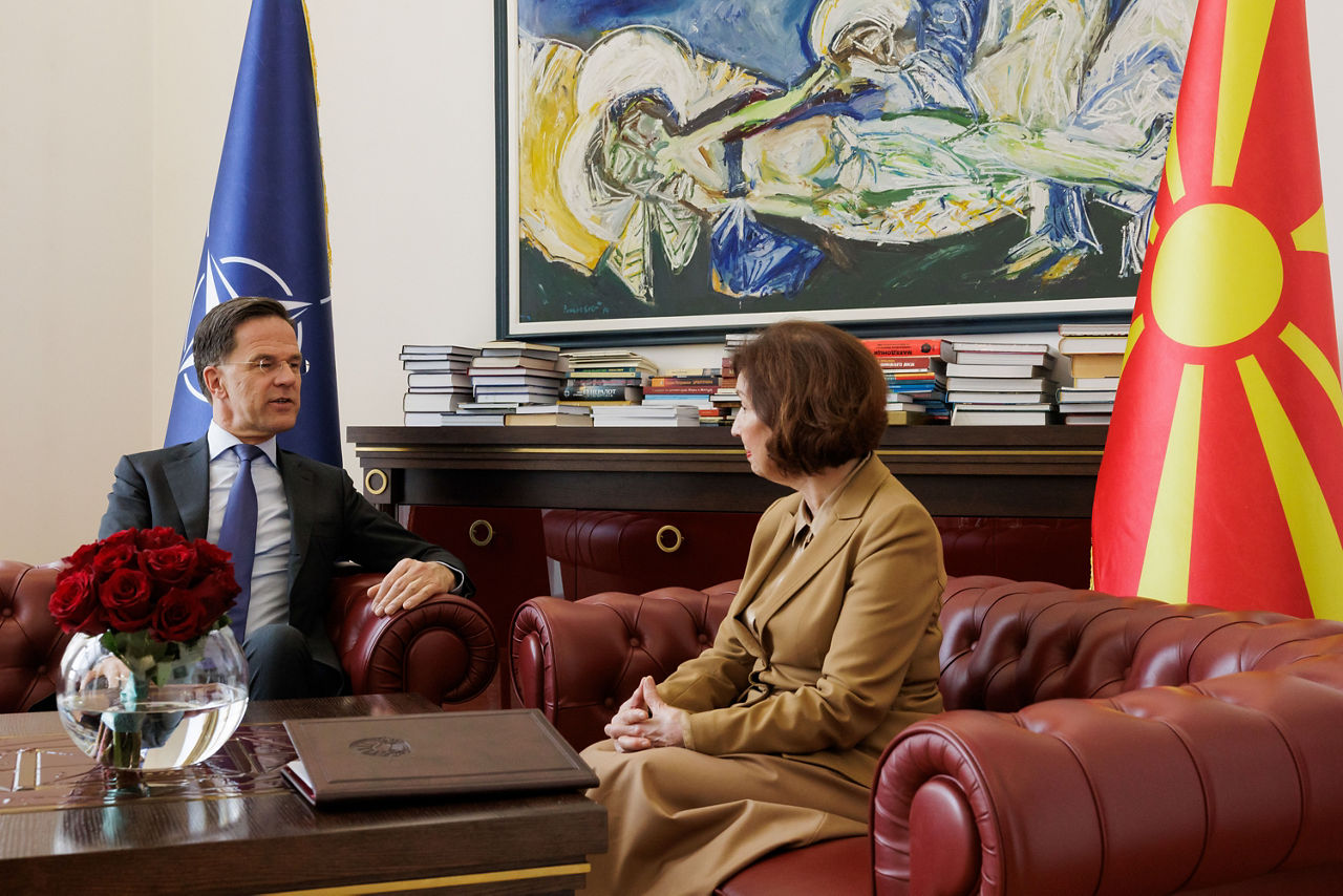 NATO Secretary General Mark Rutte meets with Gordana Siljanovska Davkova, President of North Macedonia