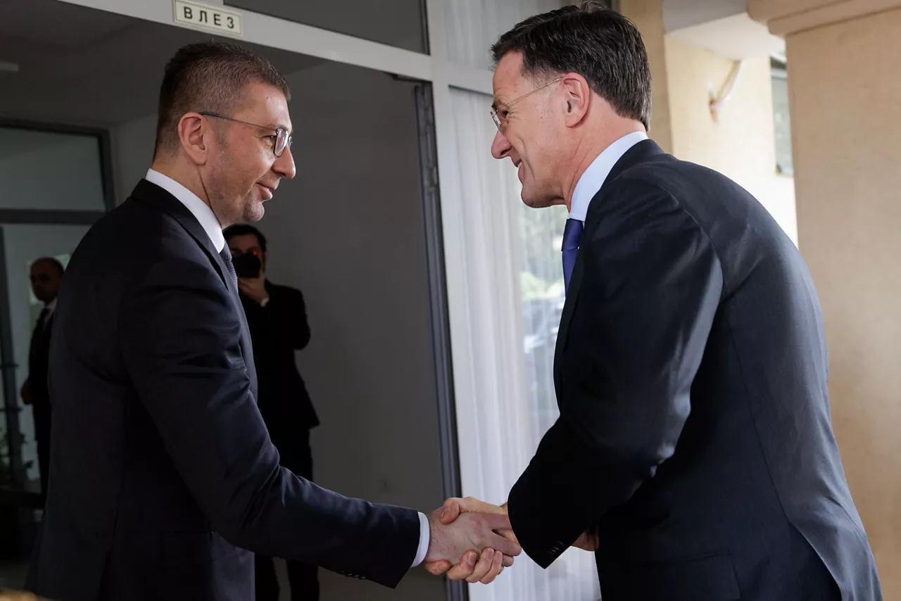 NATO Secretary General Mark Rutte meets with Hristijan Mickoski, Prime Minister of North Macedonia