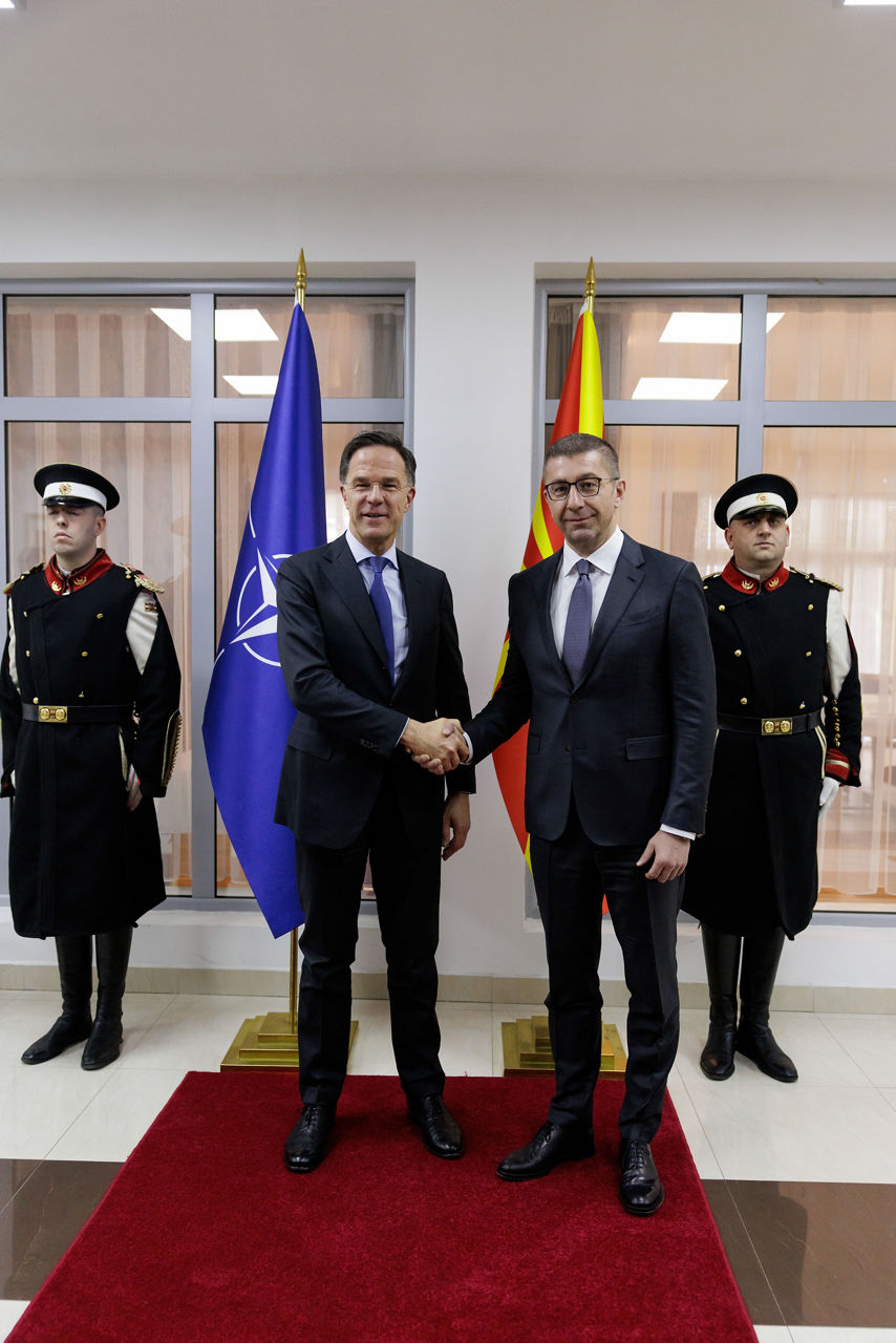 NATO Secretary General Mark Rutte meets with Hristijan Mickoski, Prime Minister of North Macedonia