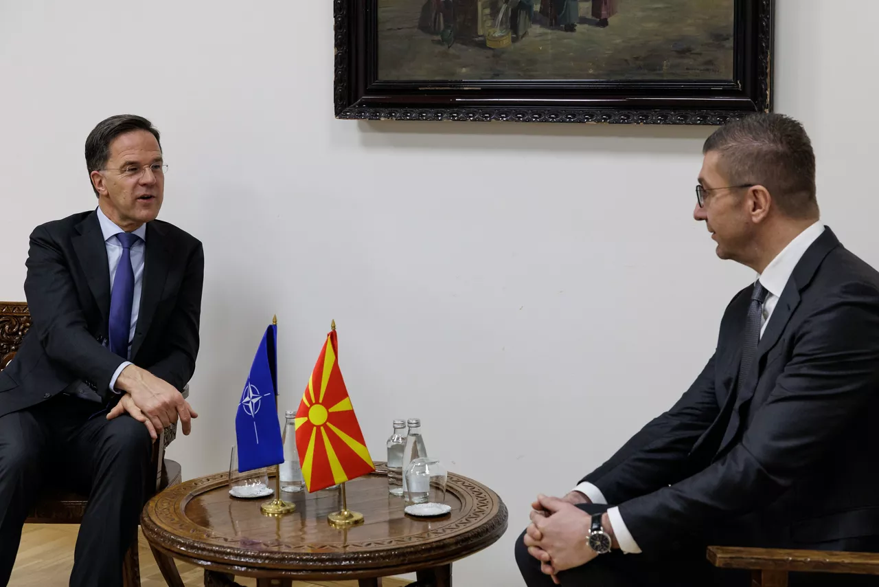 NATO Secretary General Mark Rutte meets with Hristijan Mickoski, Prime Minister of North Macedonia