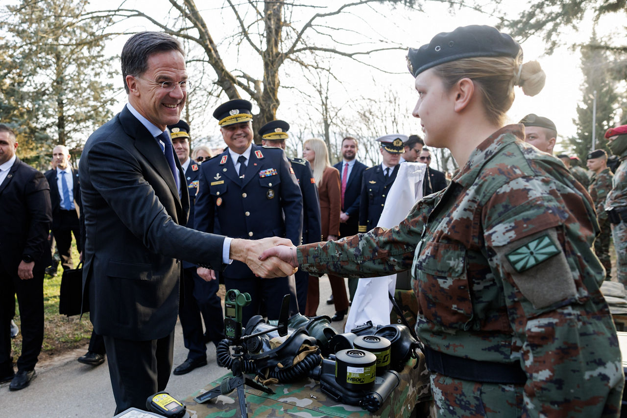 NATO Secretary General Mark Rutte visits Ilinden Baracks in Skopje and meets with the troops
