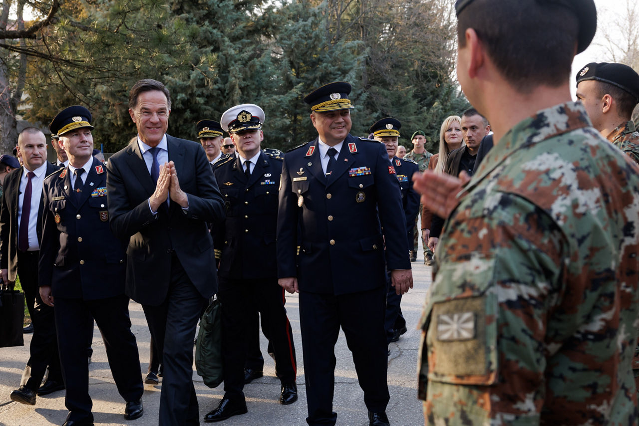 NATO Secretary General Mark Rutte visits Ilinden Baracks in Skopje and meets with the troops