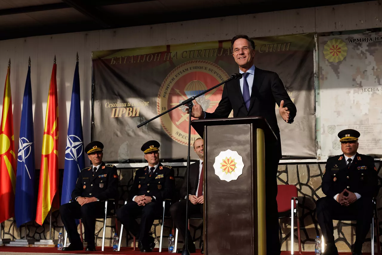 NATO Secretary General Mark Rutte visits Ilinden Baracks in Skopje and addresses the troops