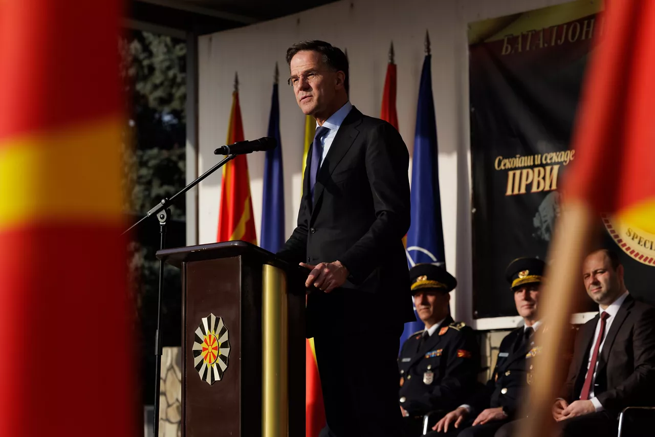 NATO Secretary General Mark Rutte visits Ilinden Baracks in Skopje and addresses the troops