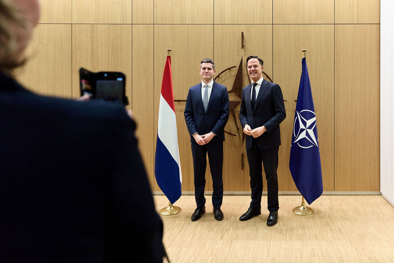 NATO Secretary General Mark Rutte meets with Tom Berendsen, Minister of Foreign Affairs of The Netherlands, at the NATO Headquarters in Brussels, Belgium