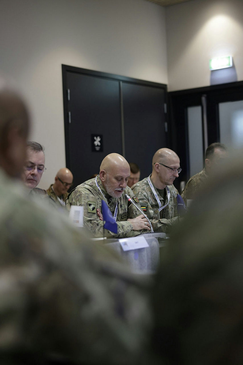 Left to Right: Chair of the NATO Military Committee, Admiral Giuseppe Cavo Dragone​; Director General of the International Military Staff, Lieutenant General Remigijus Baltrėnas