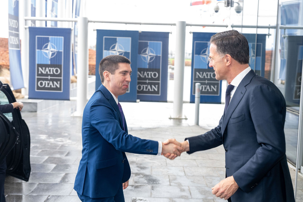 NATO Secretary General Mark Rutte meets Mihai Popșoi, Deputy Prime Minister and Minister of Foreign Affairs of Moldova
