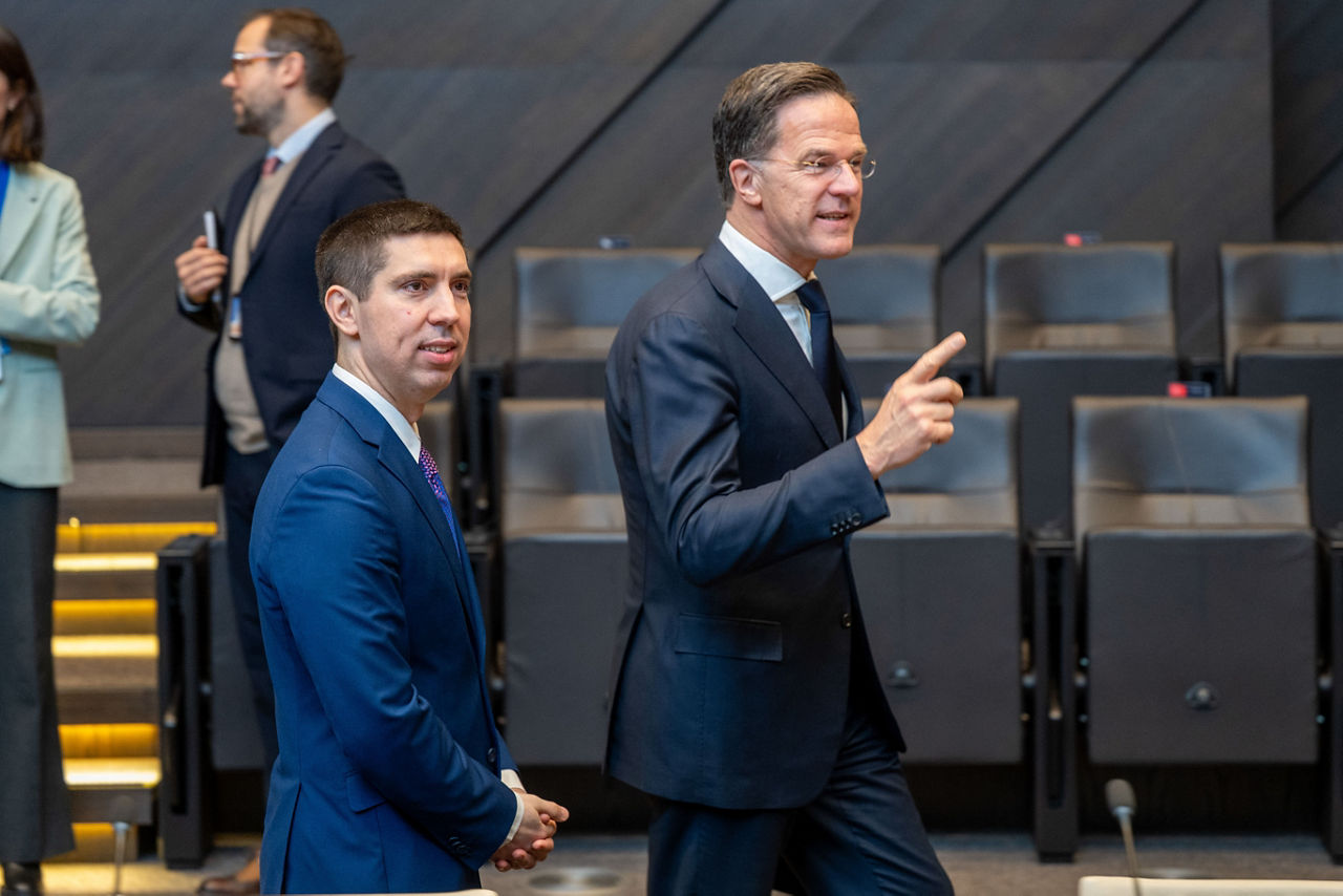 NATO Secretary General Mark Rutte and Mihai Popșoi, Deputy Prime Minister and Minister of Foreign Affairs of Moldova