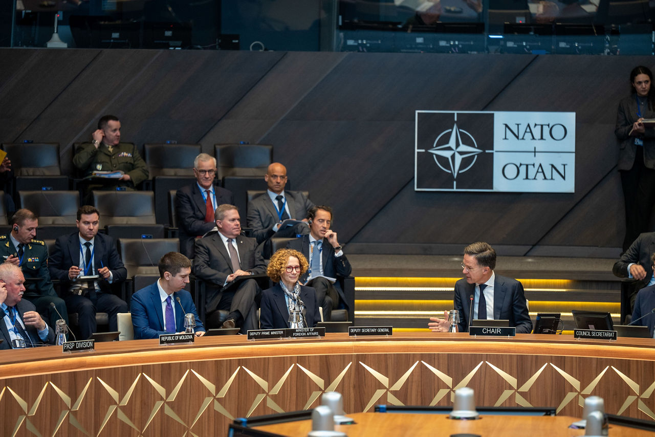Mihai Popșoi, Deputy Prime Minister and Minister of Foreign Affairs of Moldova attends the North Atlantic Council (NAC) taking place at the NATO Headquarters in Brussels, Belgium