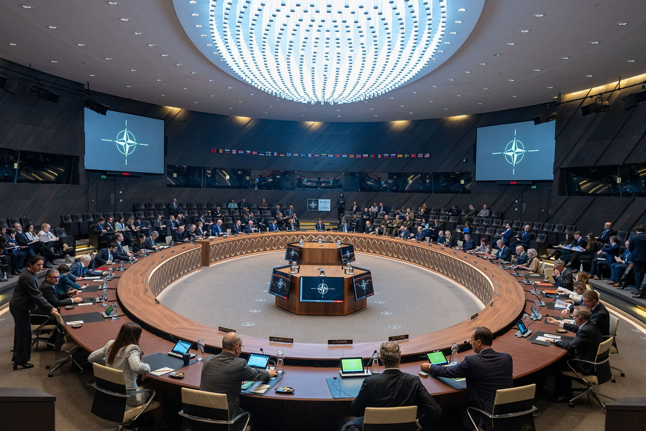 Mihai Popșoi, Deputy Prime Minister and Minister of Foreign Affairs of Moldova attends the North Atlantic Council (NAC) taking place at the NATO Headquarters in Brussels, Belgium