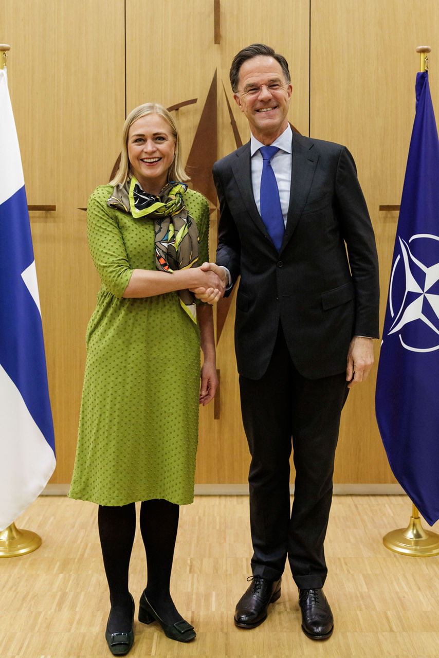 NATO Secretary General Mark Rutte meets with Elina Valtonen, Minister for Foreign Affairs of Finland