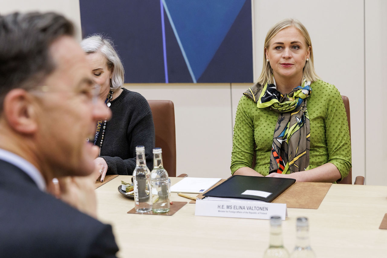 NATO Secretary General Mark Rutte meets with Elina Valtonen, Minister for Foreign Affairs of Finland