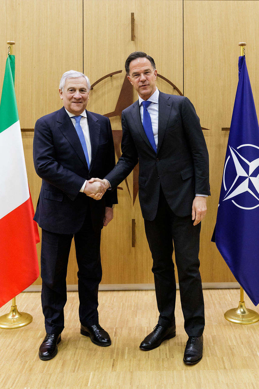 NATO Secretary General Mark Rutte meets with Antonio Tajani, Deputy President of the Council of Ministers and Minister of Foreign Affairs and International Cooperation of Italy