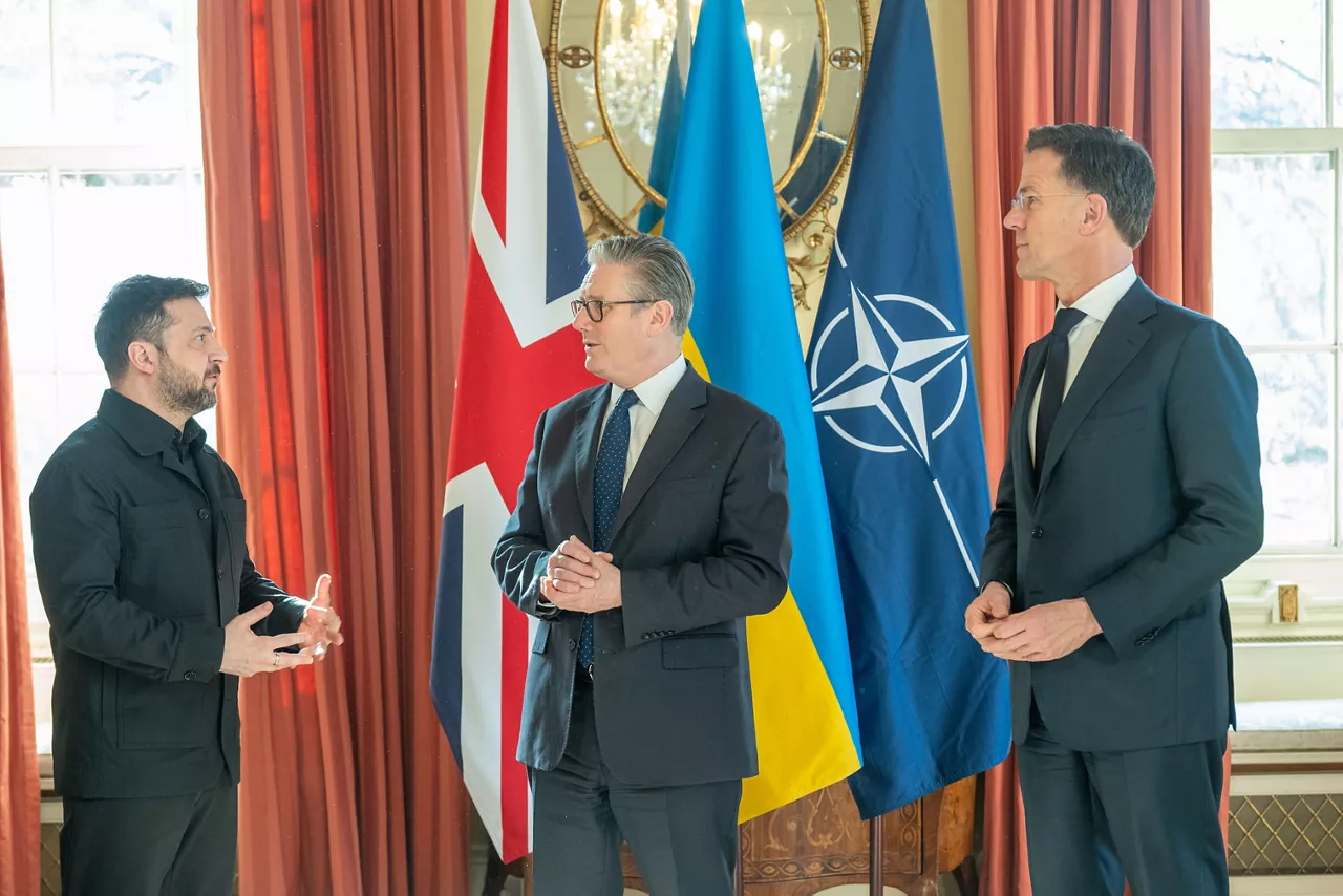 NATO Secretary General Mark Rutte with Keir Starmer, Prime Minister of the United Kingdom and Volodymyr Zelenskyy, President of Ukraine