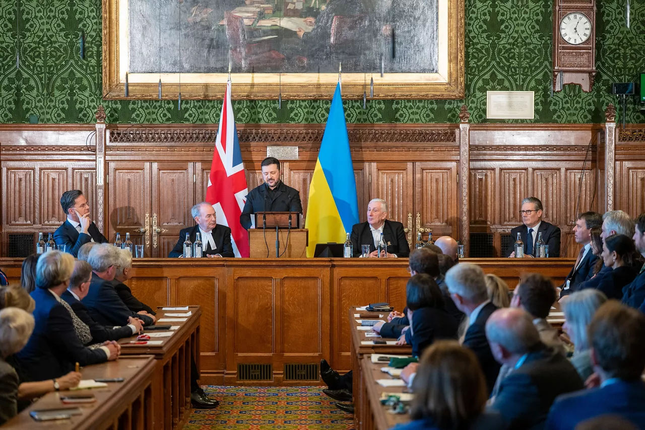NATO Secretary General Mark Rutte attends an event in the House of Commons with Volodymyr Zelenskyy, President of Ukraine