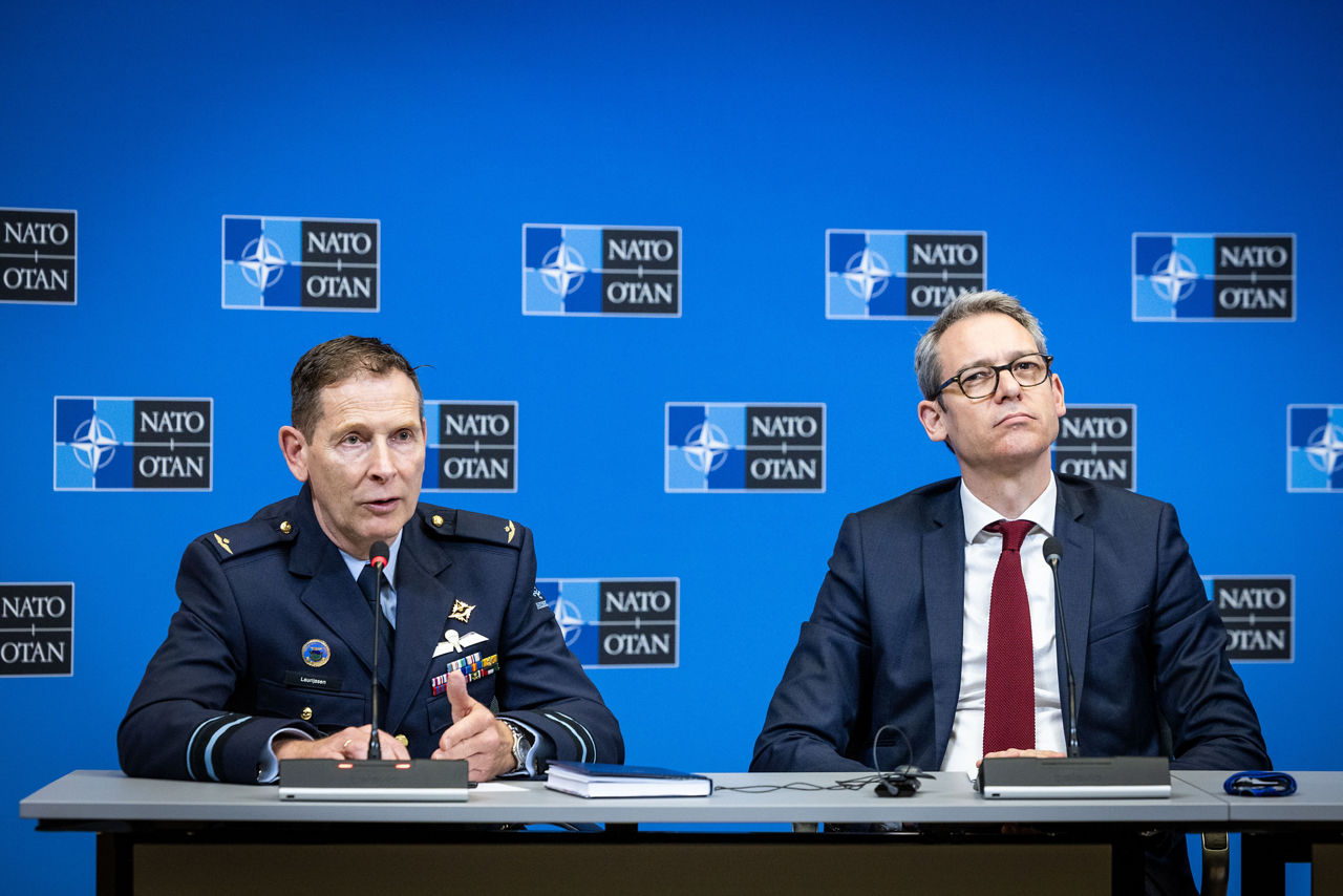 Left to Right – Major General Richard Laurijssen, Director Policy & Capabilities, IMS and Mr David Cvach, Ambassador, French Permanent Representative to NATO