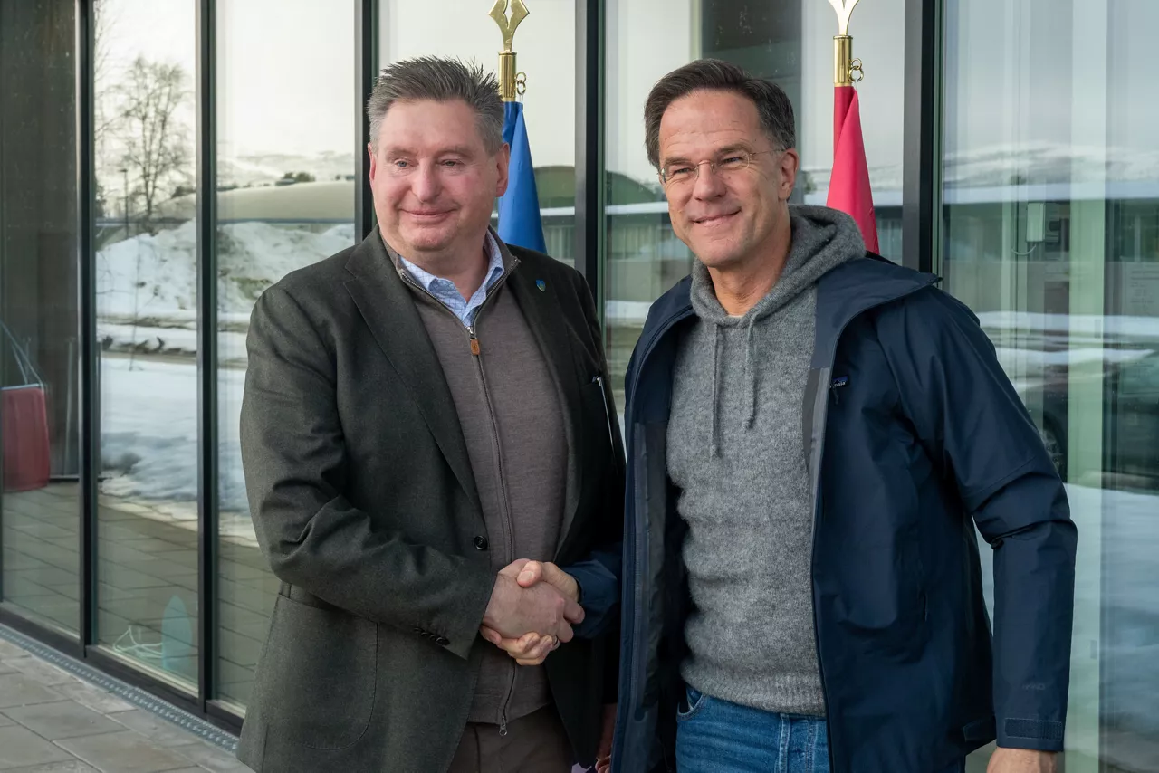 NATO Secretary General Mark Rutte meets with Rune Edvardsen, Mayor of Narvik