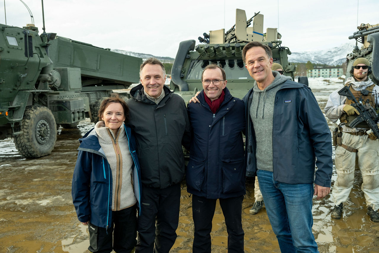 NATO Secretary General Mark Rutte with Tore O. Sandvik, Minister of Defence of Norway, Espen Barth Eide, Minister of Foreign Affairs of Norway, and Anita Nergaard, Permanent Representative of Norway to NATO