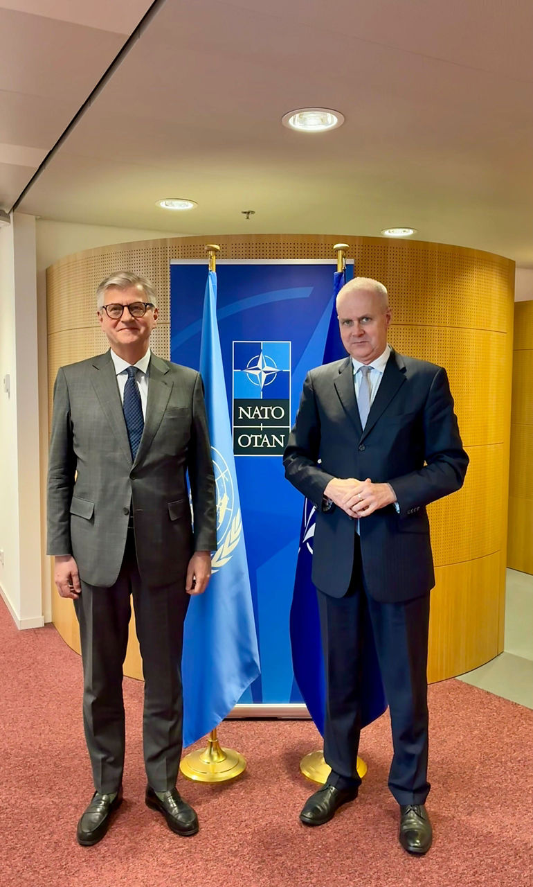 NATO Assistant Secretary General Boris Ruge and UN Under-Secretaries-General Rosemary DiCarlo (Political and Peacebuilding Affairs) and Jean-Pierre Lacroix (Peace Operations) co-chaired the annual UN-NATO staff talks, held in Brussels on 18 March 2026