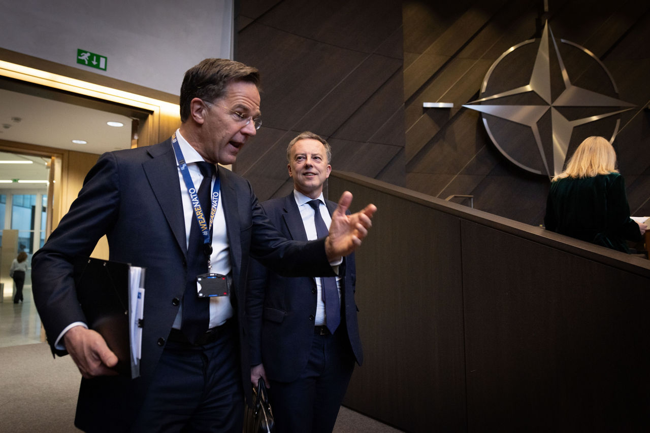 NATO Secretary General Mark Rutte with Martin Briens, Secretary General of the French Ministry for Europe and Foreign Affairs at the North Atlantic Council
