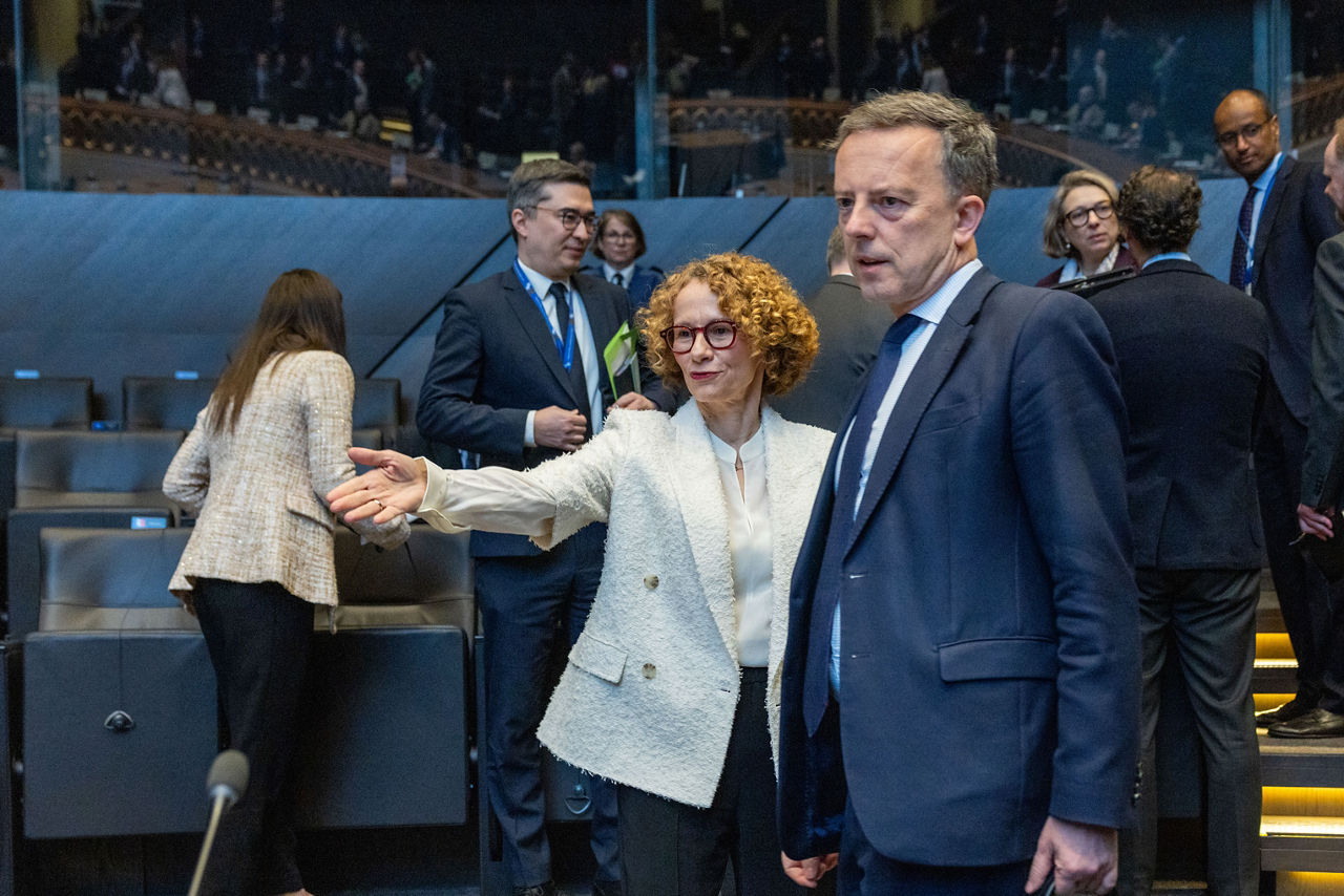 NATO Deputy Secretary General Radmila Shekerinska with Martin Briens, Secretary General of the French Ministry for Europe and Foreign Affairs at the North Atlantic Council