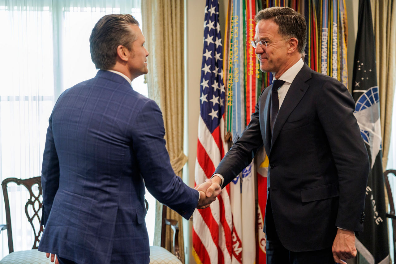 NATO Secretary General Mark Rutte meets with Pete Hegseth, US Secretary of War