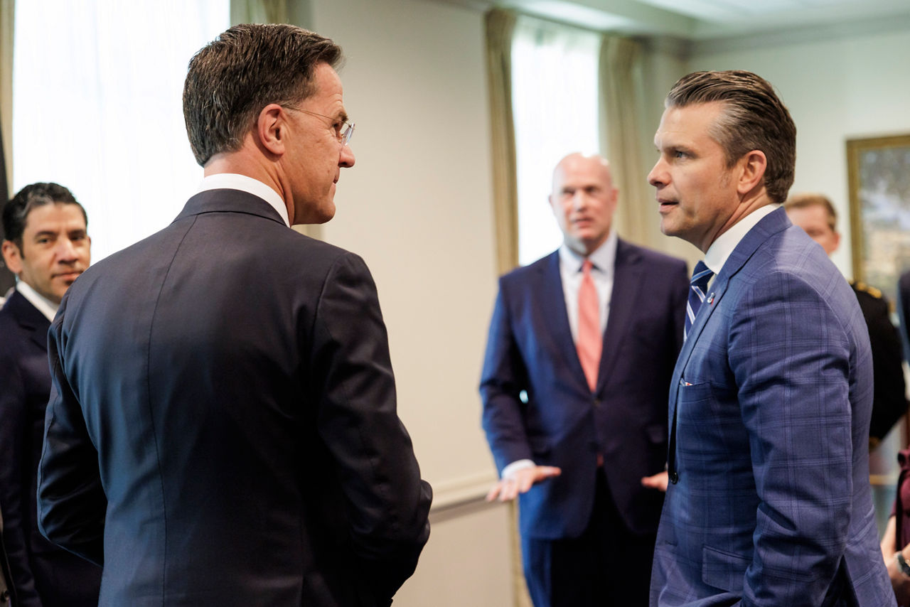 NATO Secretary General Mark Rutte meets with Pete Hegseth, US Secretary of War