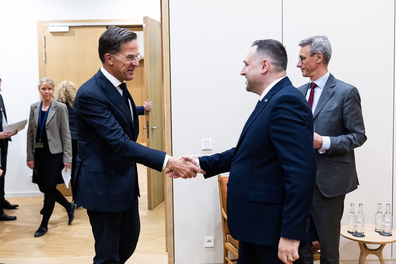 NATO Secretary General Mark Rutte meets with Ermal Nufi Minister of Defence of Albania at NATO Headquarters 