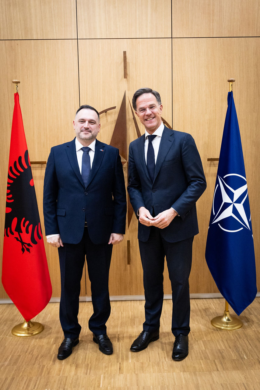NATO Secretary General Mark Rutte meets with Ermal Nufi Minister of Defence of Albania at NATO Headquarters 