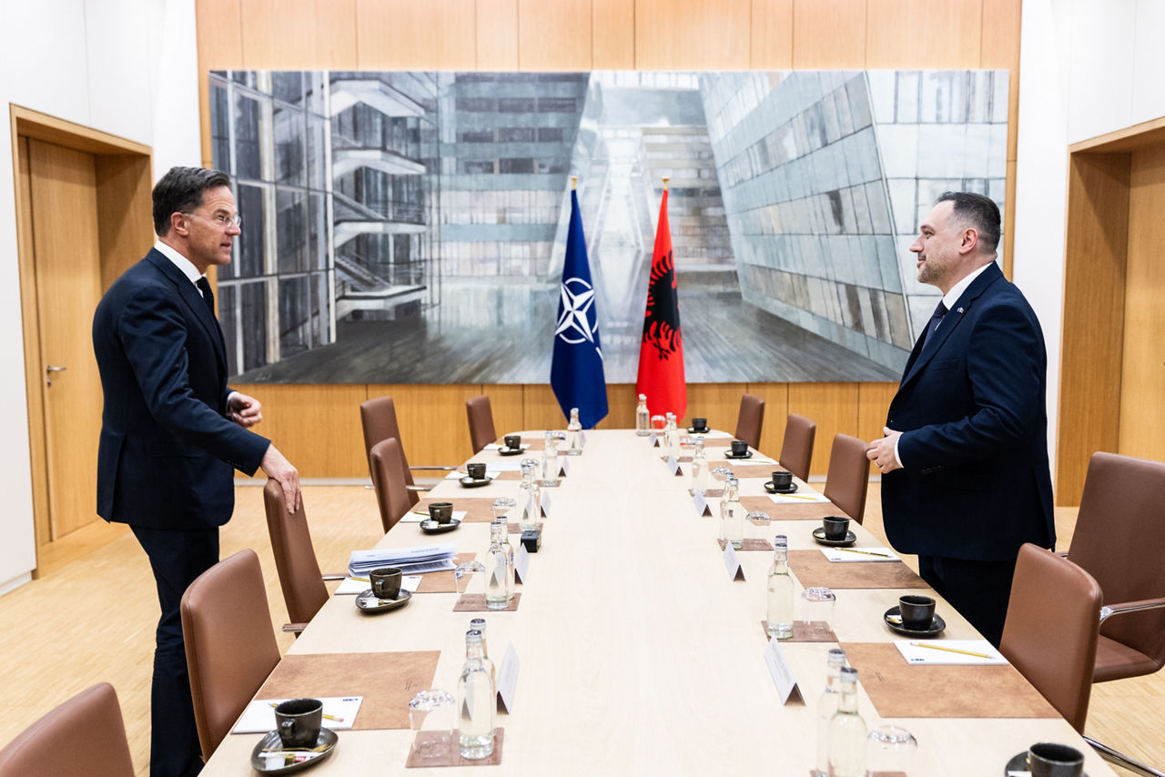 NATO Secretary General Mark Rutte meets with Ermal Nufi Minister of Defence of Albania at NATO Headquarters 