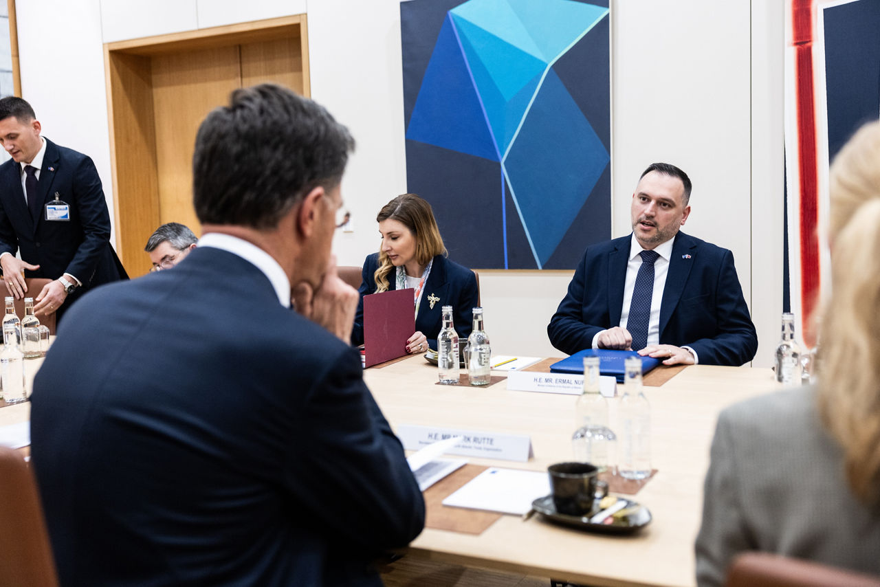 NATO Secretary General Mark Rutte meets with Ermal Nufi Minister of Defence of Albania at NATO Headquarters 