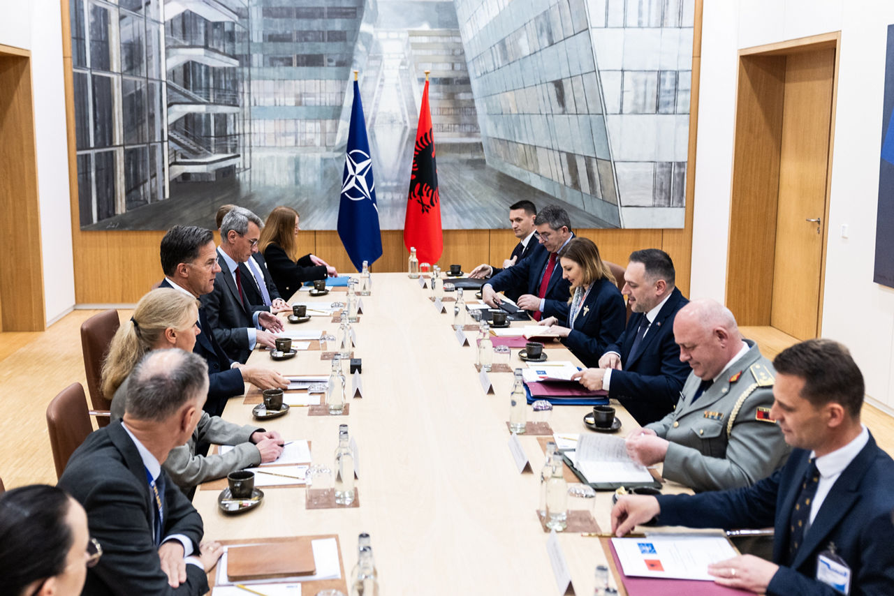 NATO Secretary General Mark Rutte meets with Ermal Nufi Minister of Defence of Albania at NATO Headquarters 