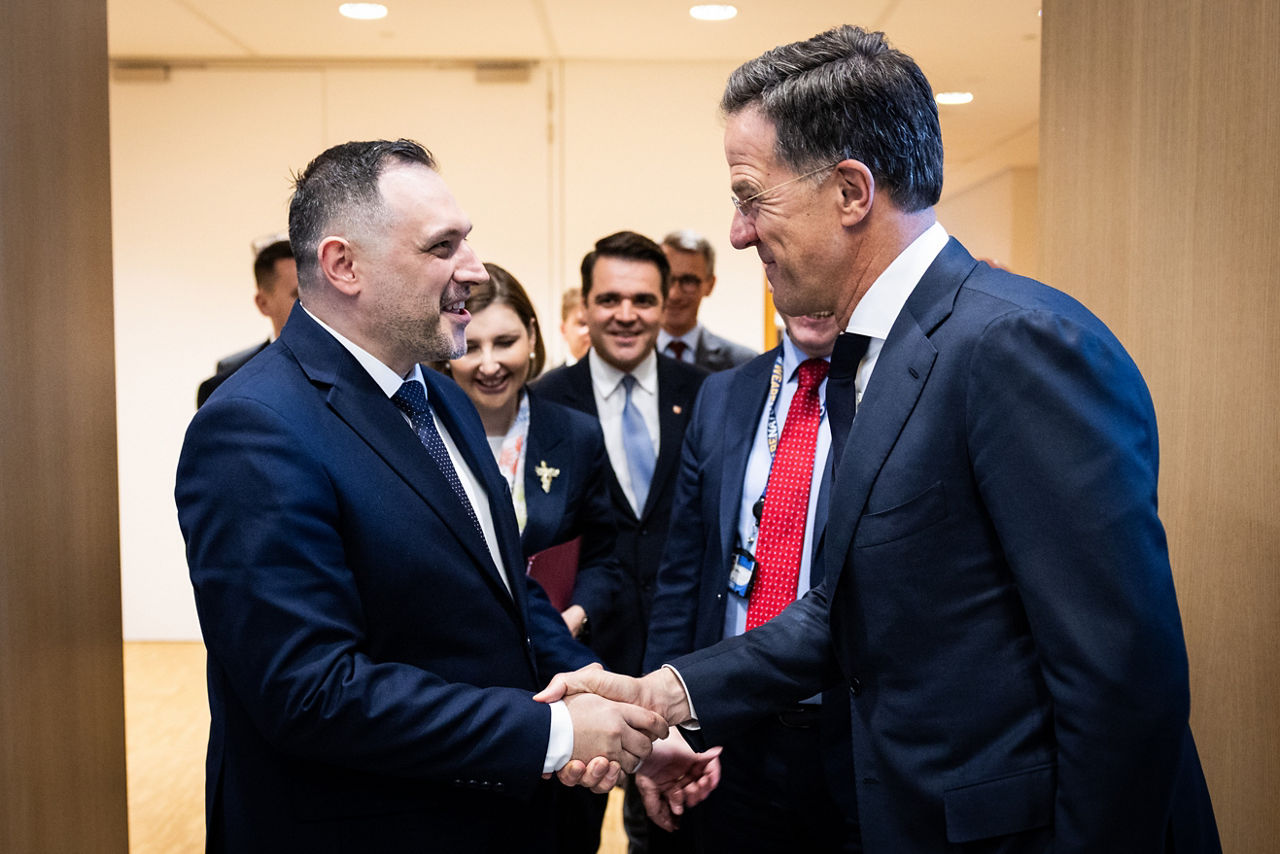 NATO Secretary General Mark Rutte meets with Ermal Nufi Minister of Defence of Albania at NATO Headquarters 